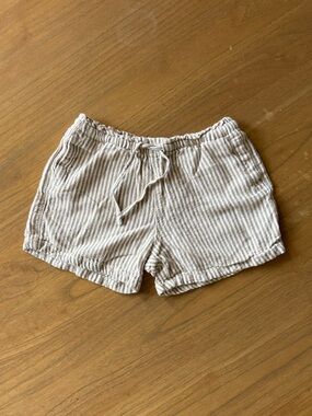 Old Navy Toddler Linen Blend Beige & White Striped Drawstring Shorts